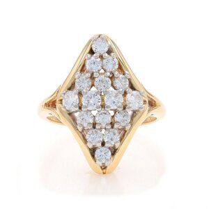 Spark Diamond Cluster Cocktail Ring - Yellow Gold 14k Round Brilliant 1.00ctw